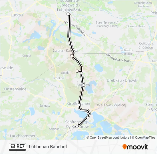 Автобус RE7: карта маршрута