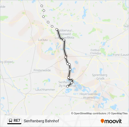 Автобус RE7: карта маршрута