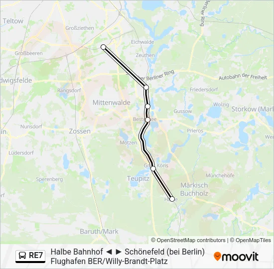 Автобус RE7: карта маршрута