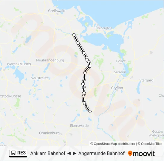 Автобус RE3: карта маршрута