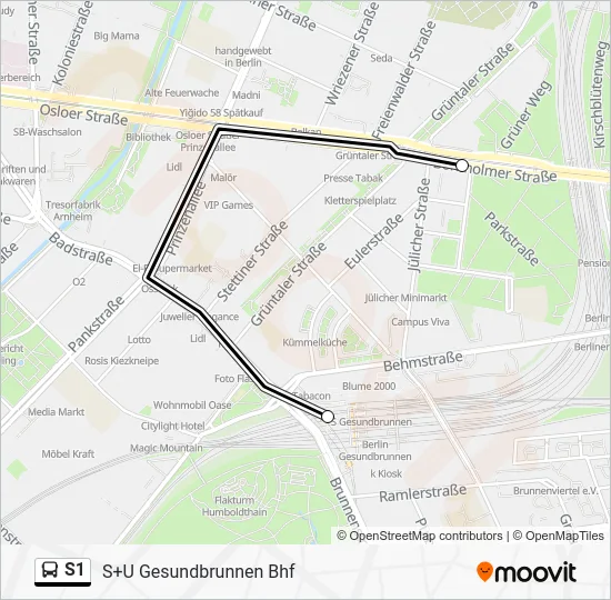 Автобус S1: карта маршрута