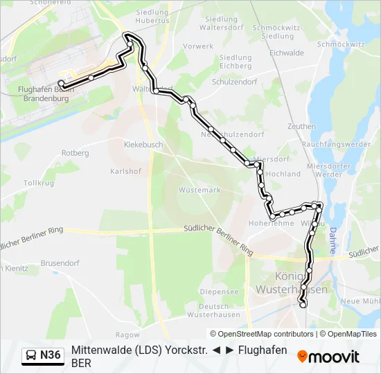 N36 Bus Line Map