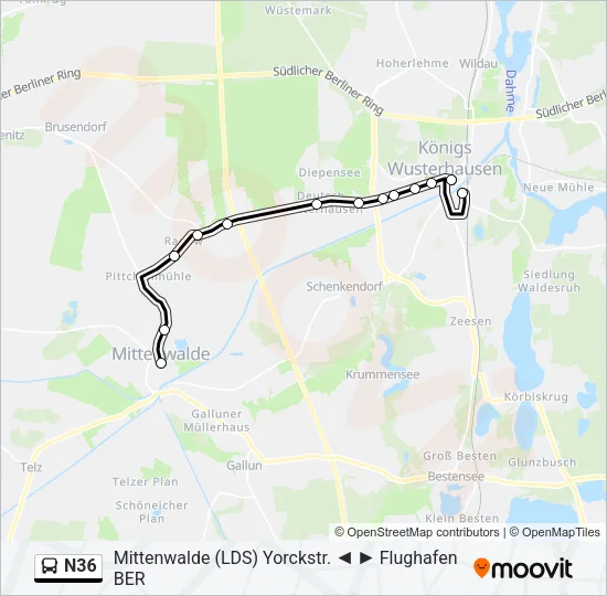 N36 Bus Line Map