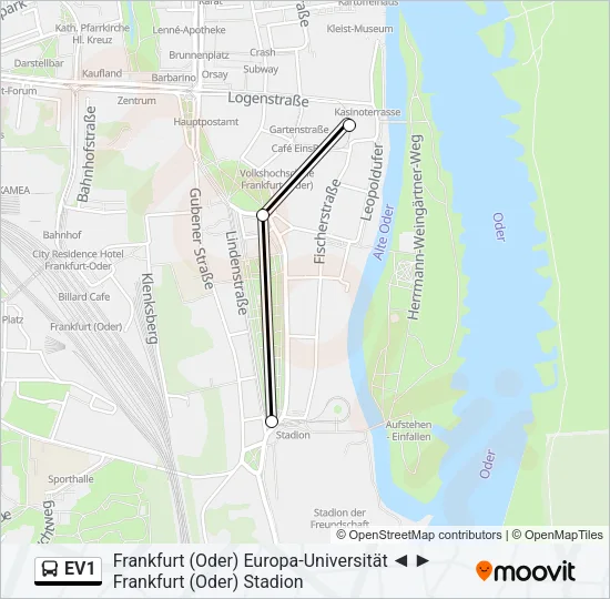 EV1 Bus Line Map