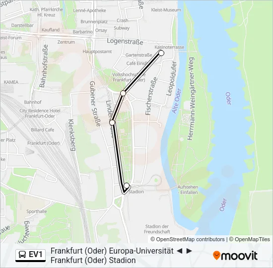 EV1 Bus Line Map