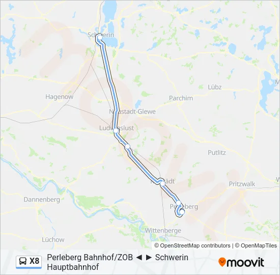 X8 Bus Line Map