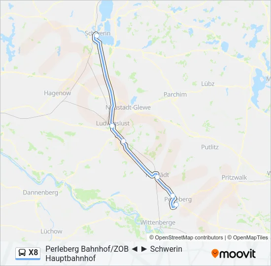 X8 Bus Line Map