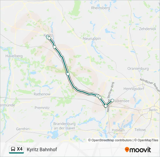 Автобус X4: карта маршрута
