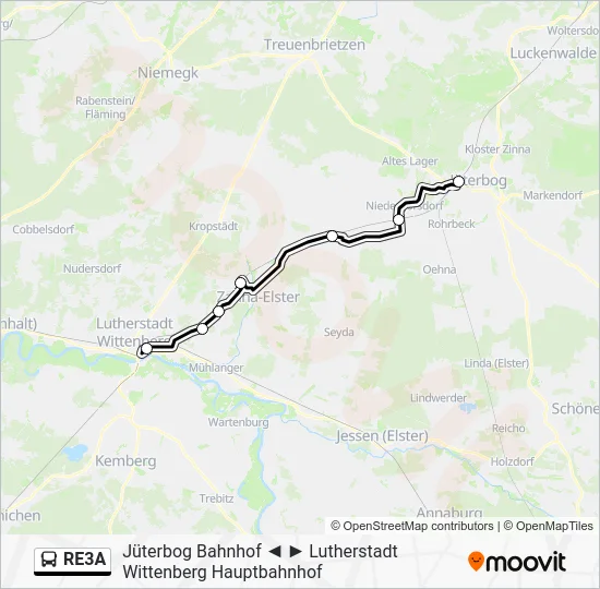 Автобус RE3A: карта маршрута
