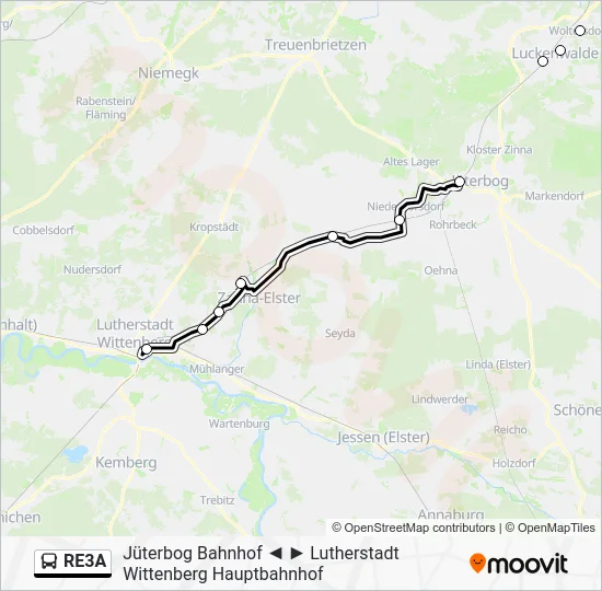 Автобус RE3A: карта маршрута