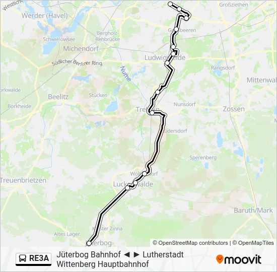 Автобус RE3A: карта маршрута