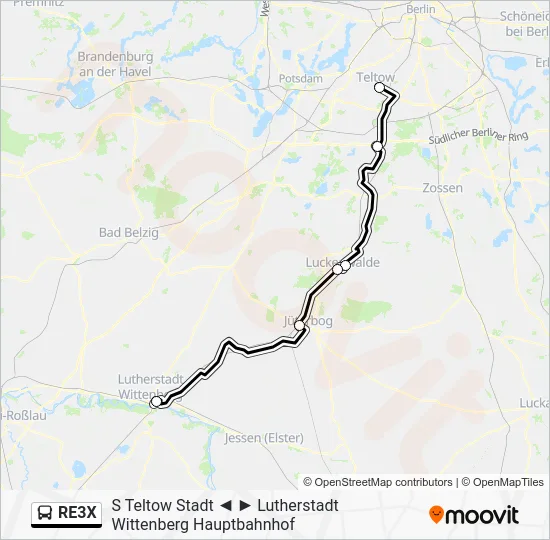 Автобус RE3X: карта маршрута