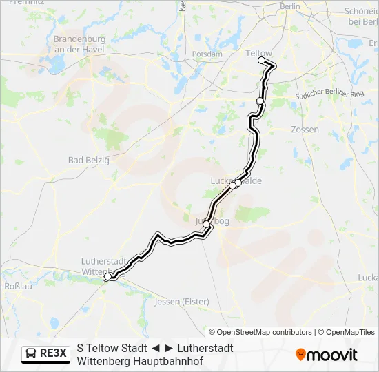 Автобус RE3X: карта маршрута