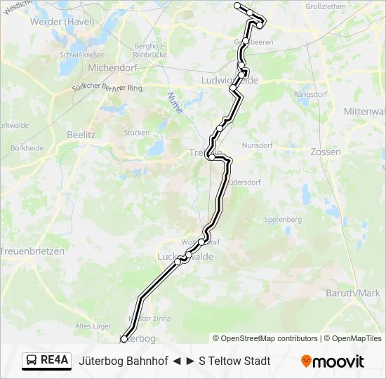 Автобус RE4A: карта маршрута