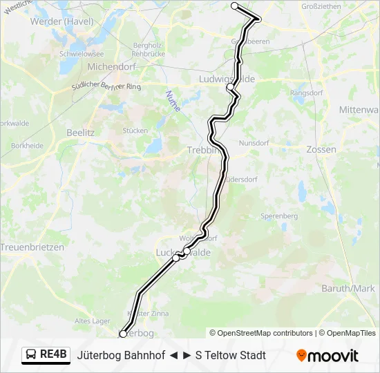 Автобус RE4B: карта маршрута