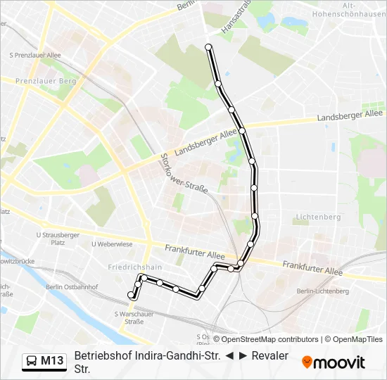 Автобус M13: карта маршрута