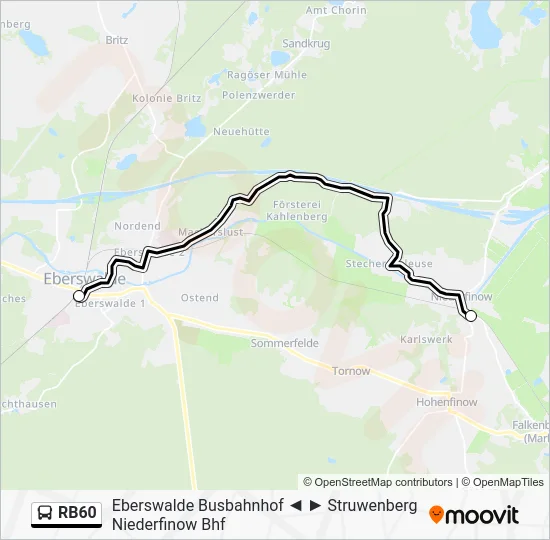 Автобус RB60: карта маршрута