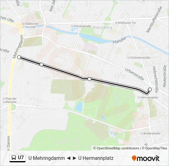 Автобус U7: карта маршрута