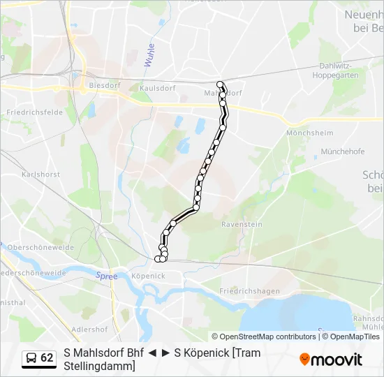 Автобус 62: карта маршрута