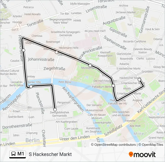 Автобус M1: карта маршрута