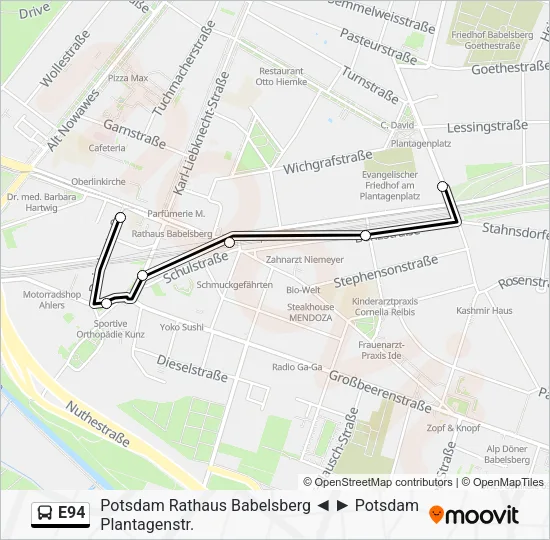 Автобус E94: карта маршрута
