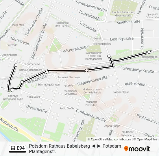 Автобус E94: карта маршрута