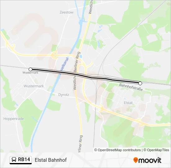 Автобус RB14: карта маршрута