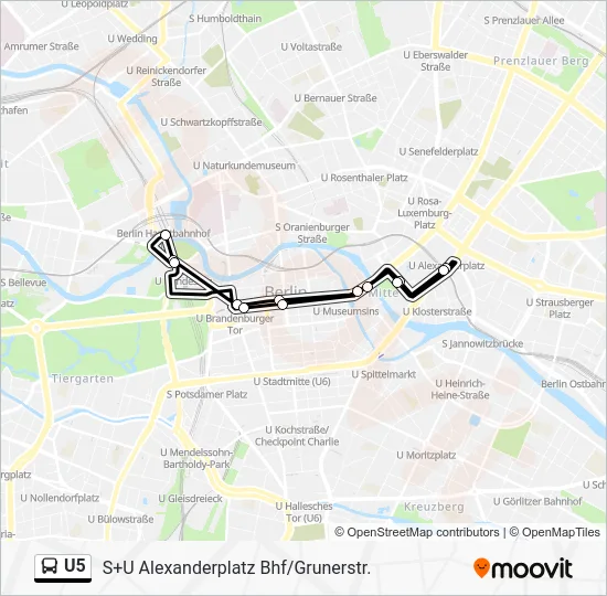 Автобус U5: карта маршрута