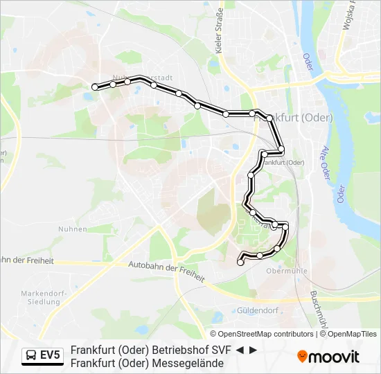 Автобус EV5: карта маршрута