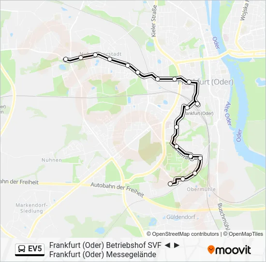 Автобус EV5: карта маршрута