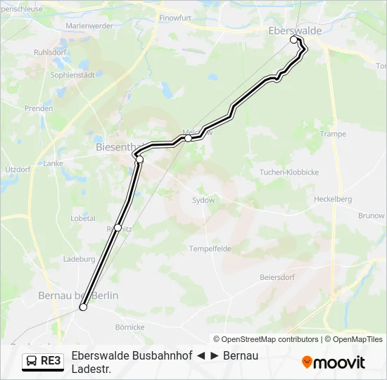 Автобус RE3: карта маршрута
