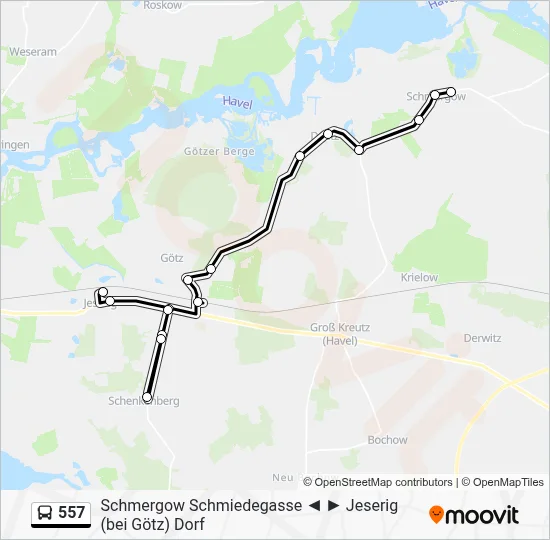 557 Bus Line Map