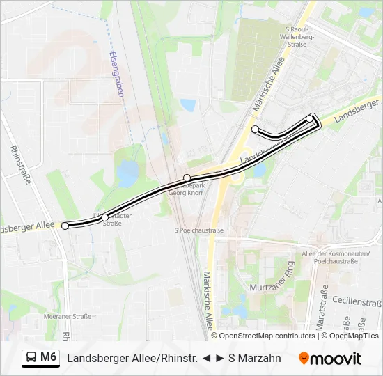 Автобус M6: карта маршрута
