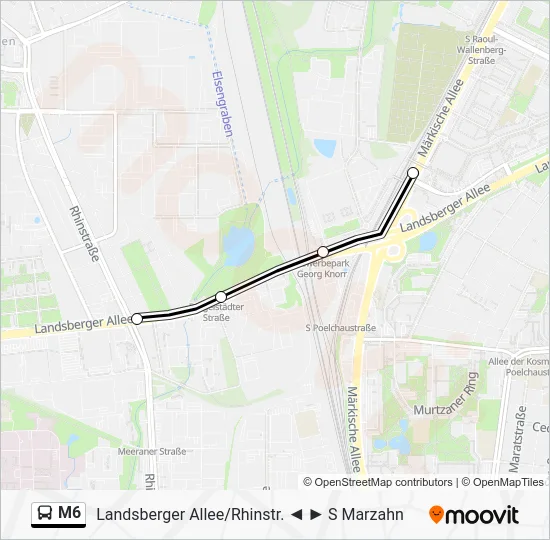 Автобус M6: карта маршрута