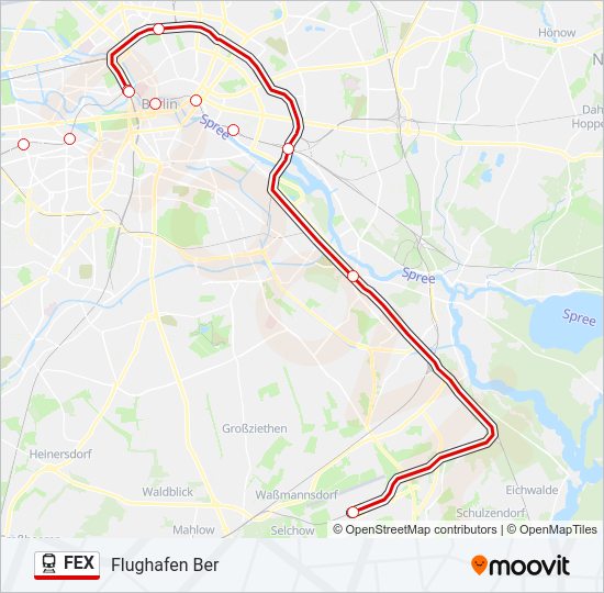 Поезд FEX: карта маршрута