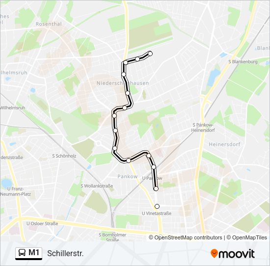 Автобус M1: карта маршрута