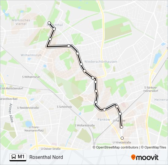 Автобус M1: карта маршрута