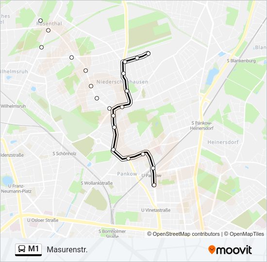 Автобус M1: карта маршрута
