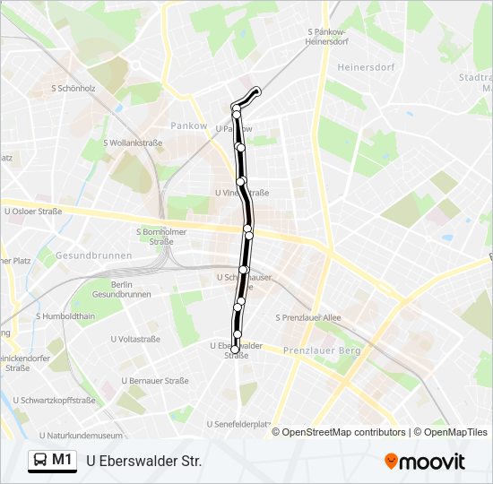 Автобус M1: карта маршрута