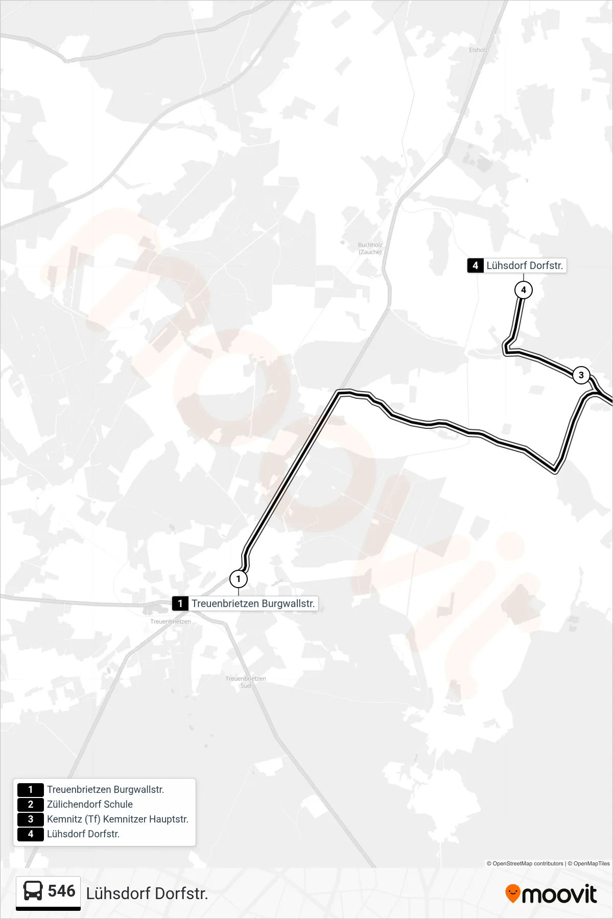 Linie 546 (Bus) Richtung Lühsdorf Dorfstr.: Route und Haltestellen auf der Karte
