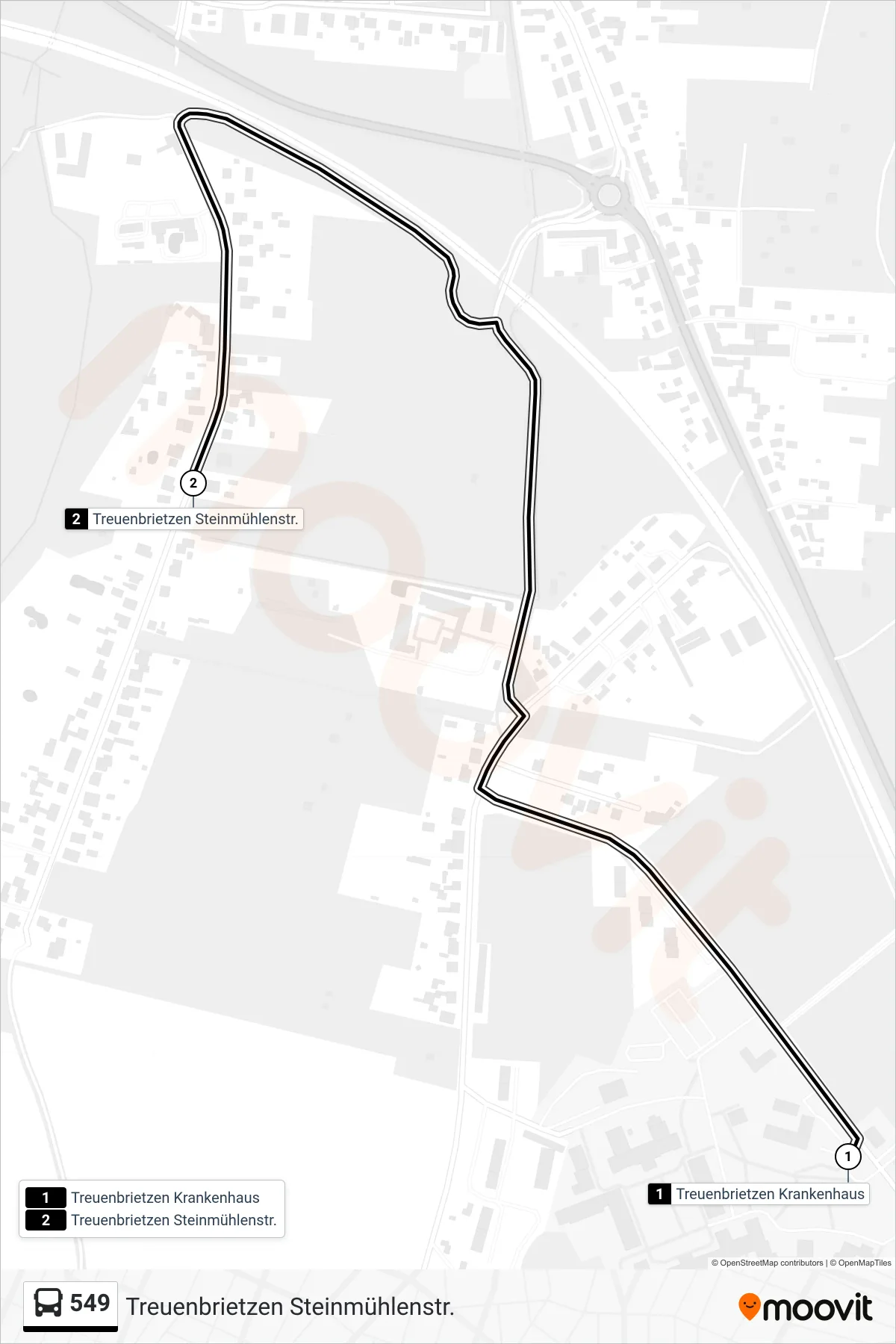 Linie 549 (Bus) Richtung Treuenbrietzen Steinmühlenstr.: Route und Haltestellen auf der Karte