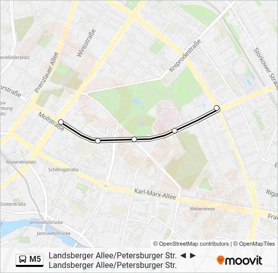 M5 Bus Line Map