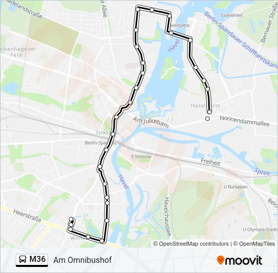 M36 Bus Line Map