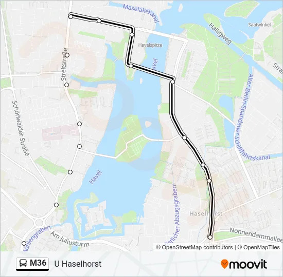 M36 Bus Line Map