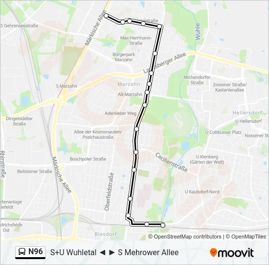 N96 Bus Line Map