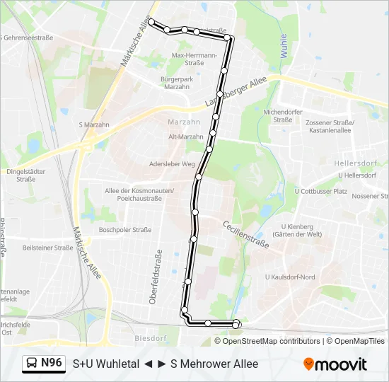 N96 Bus Line Map