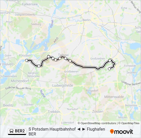 Автобус BER2: карта маршрута
