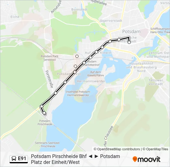 E91 Bus Line Map