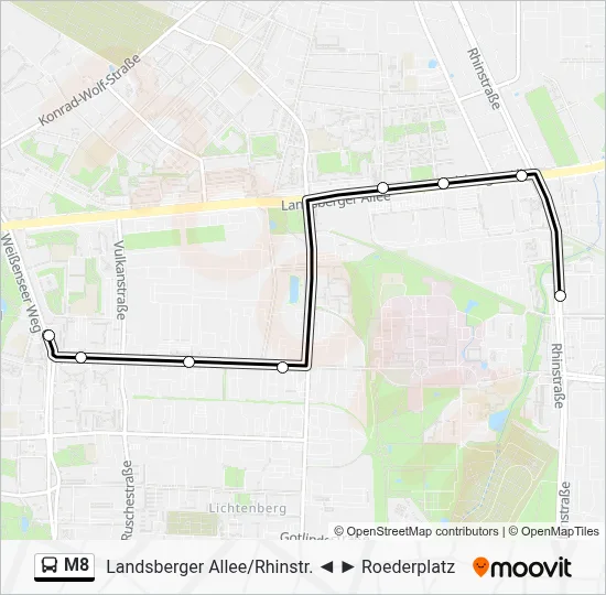 M8 Bus Line Map