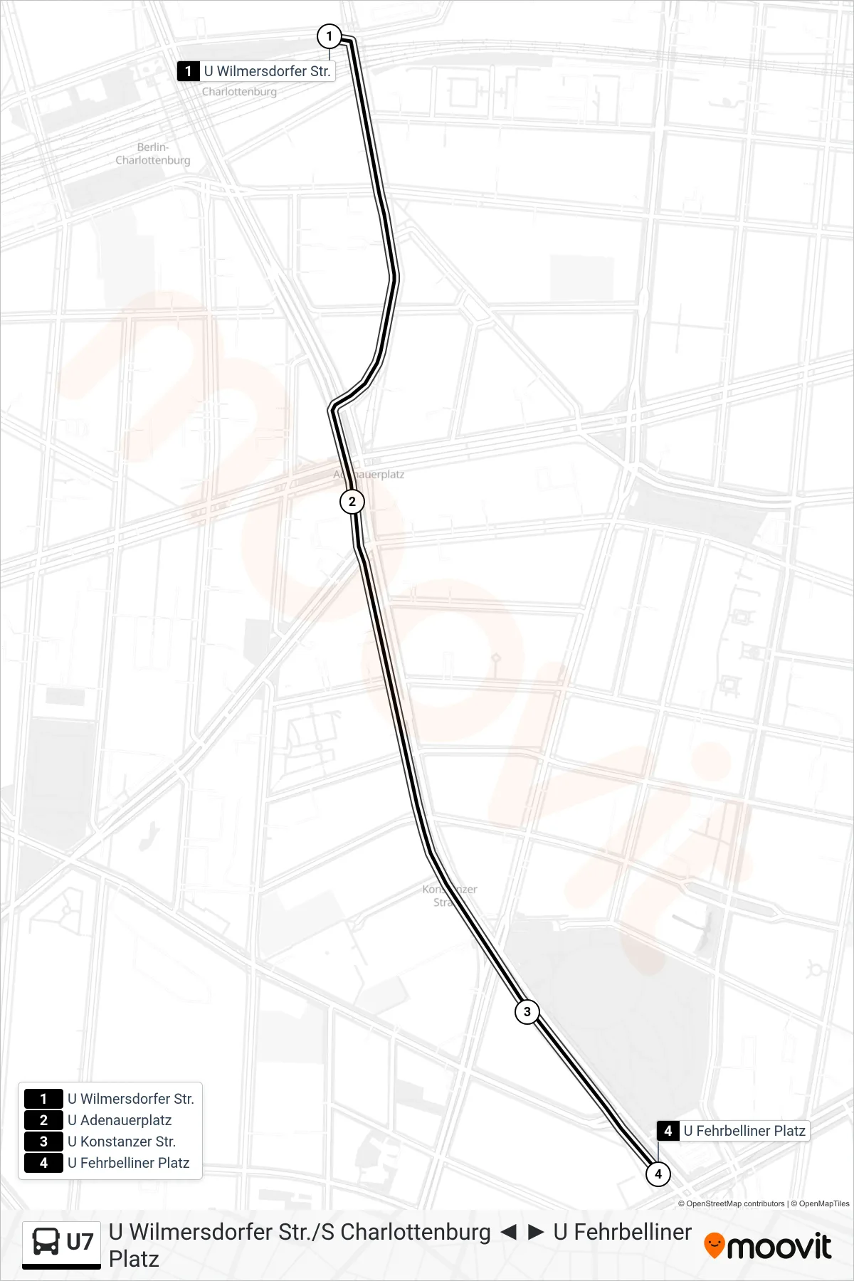 Linie U7 (Bus) Richtung U Fehrbelliner Platz: Route und Haltestellen auf der Karte